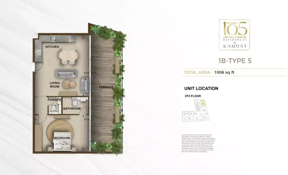 Планировка — 1-спальная, 93 м²