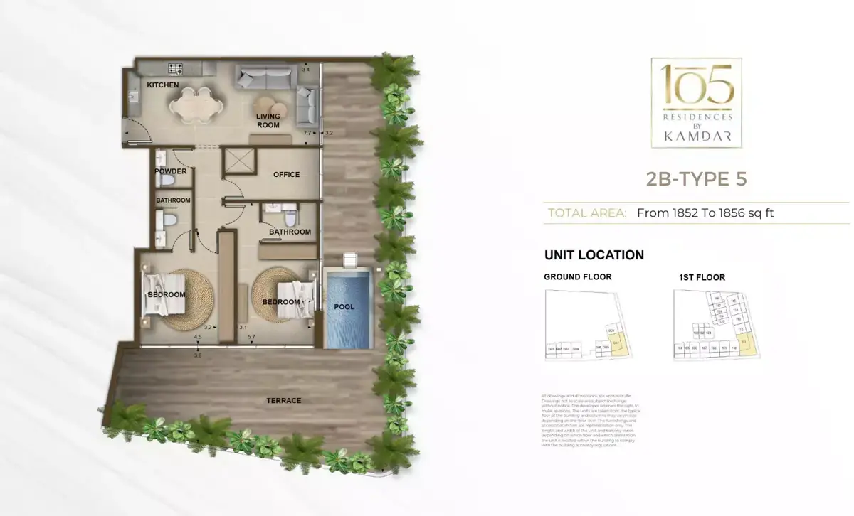 Планировка — 2-спальная, 172 м²