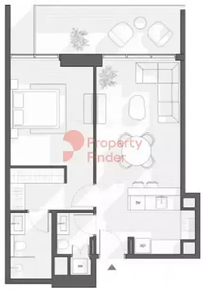 Планировка — 1-спальная, 74 м²