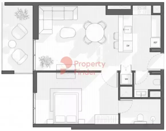 Планировка — 1-спальная, 70 м²