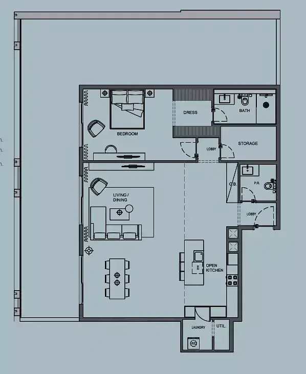 Планировка — 1-спальная, 205 м²