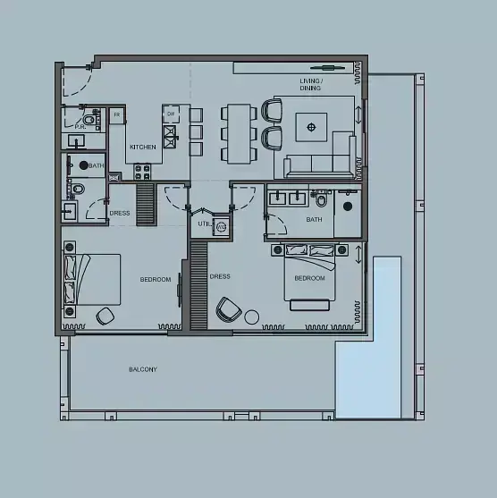 Планировка — 2-спальная, 151 м²