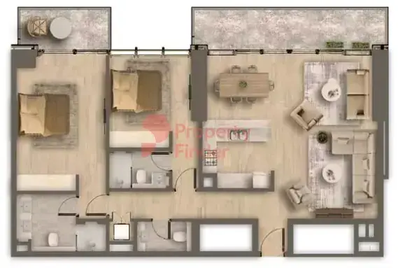 Планировка — 2-спальная, 128 м²