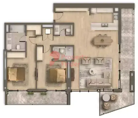 Планировка — 2-спальная, 156 м²