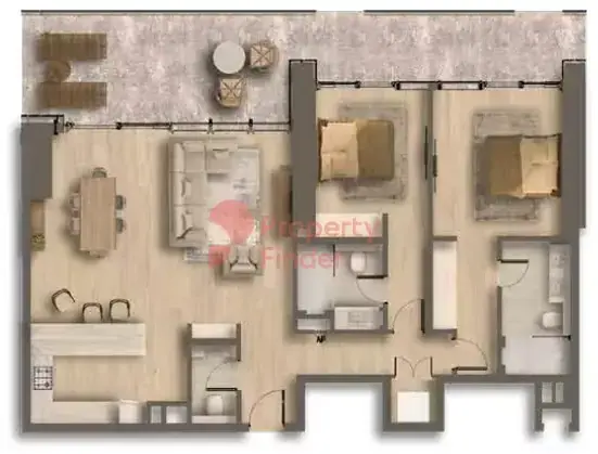 Планировка — 2-спальная, 150 м²