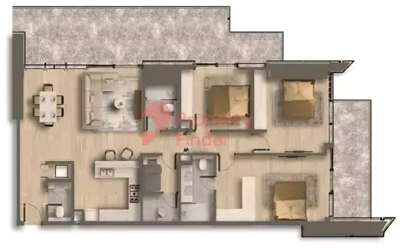 Планировка — 3-спальная, 179 м²
