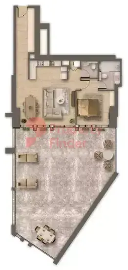 Планировка — 1-спальная, 170 м²