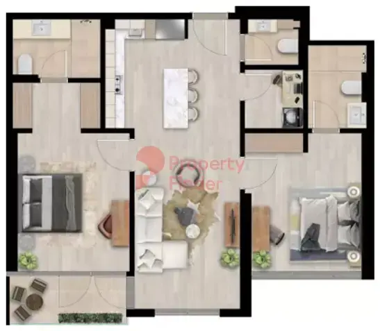 Планировка — 2-спальная, 95 м²