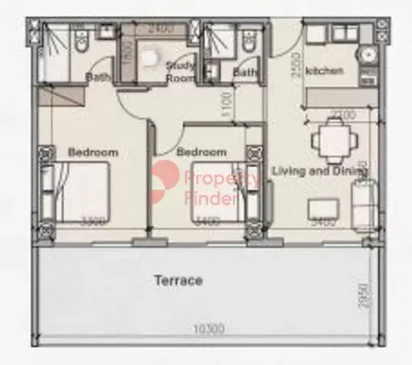 Планировка — 2-спальная, 103 м²