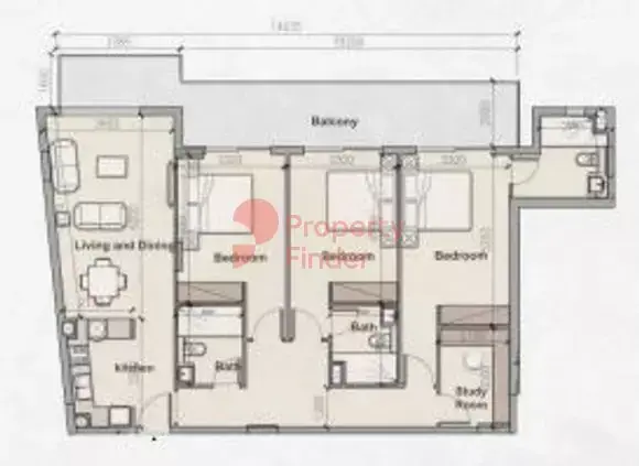 Планировка — 3-спальная, 157 м²