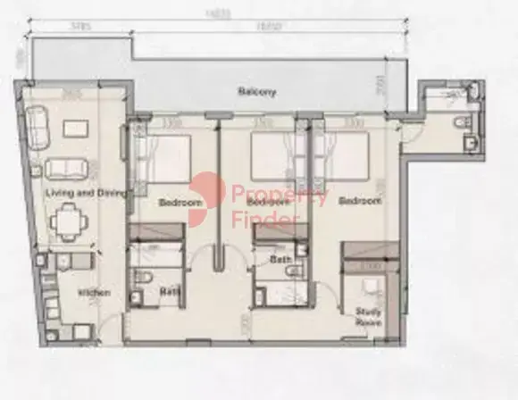 Планировка — 3-спальная, 157 м²