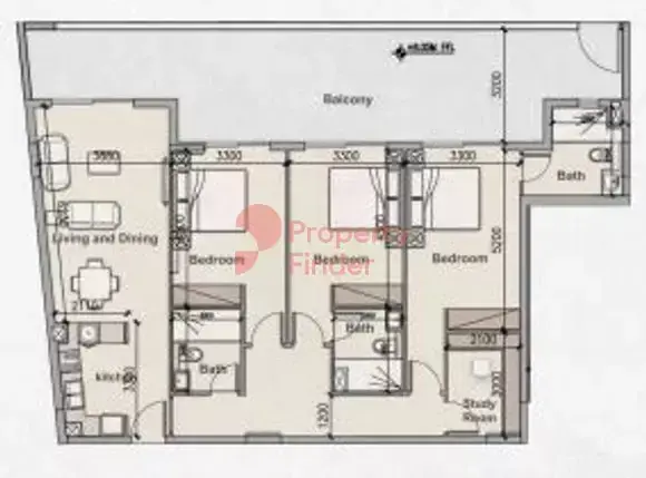 Планировка — 3-спальная, 181 м²