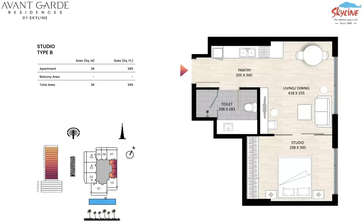 Планировка — Студия, 37 м²