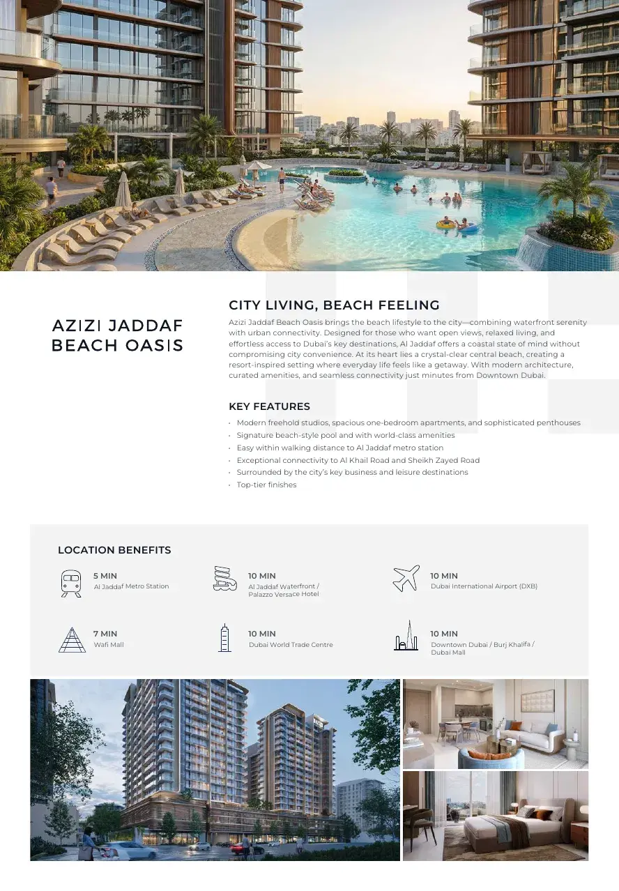 Azizi Jaddaf Beach Oasis — локация и доступность