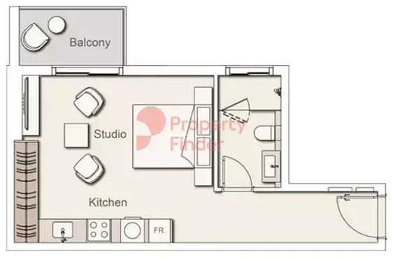 Планировка — Студия, 39 м²