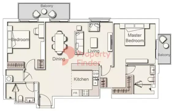 Планировка — 2-спальная, 110 м²
