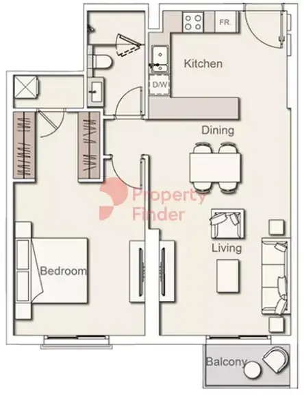 Планировка — 1-спальная, 72 м²