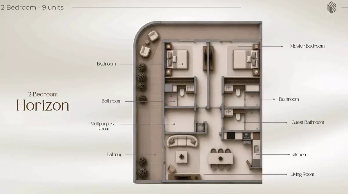 Планировка — 2-спальная, 127 м²