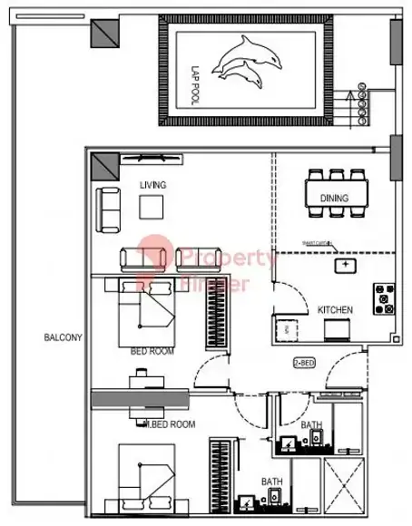 Планировка — 2-спальная, 153 м²