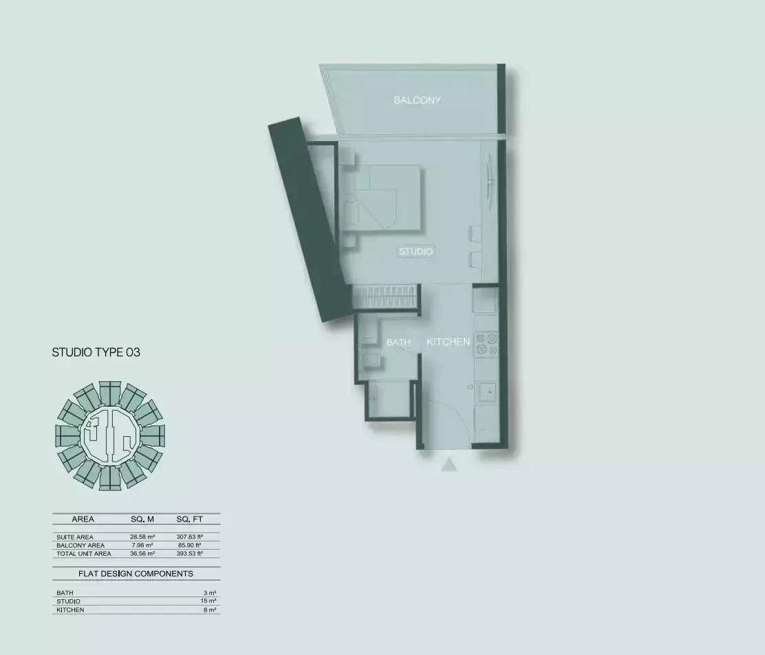 Планировка — Студия, 37 м²