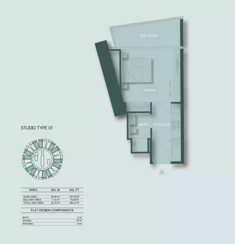 Планировка — Студия, 36 м²