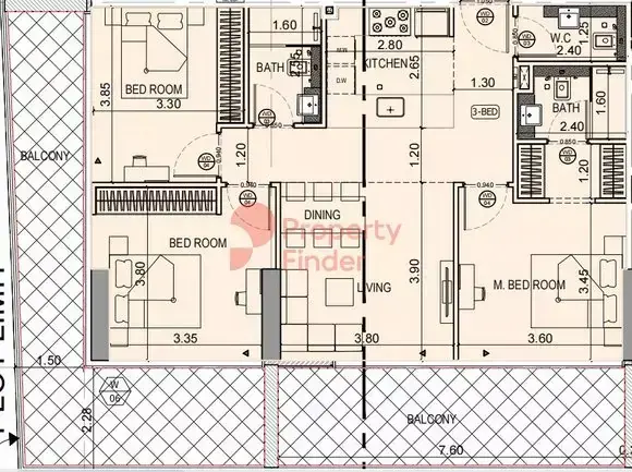Планировка — 3-спальная, 128 м²