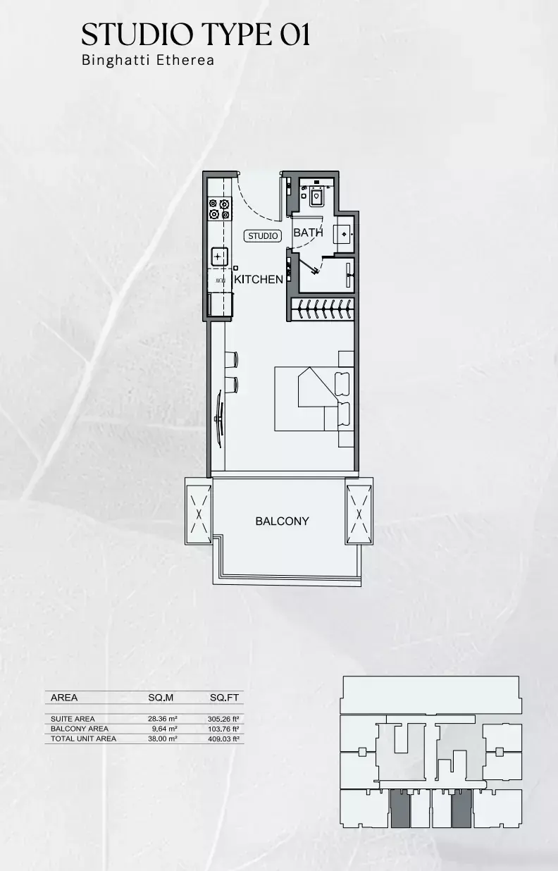 Планировка — Студия, 38 м²