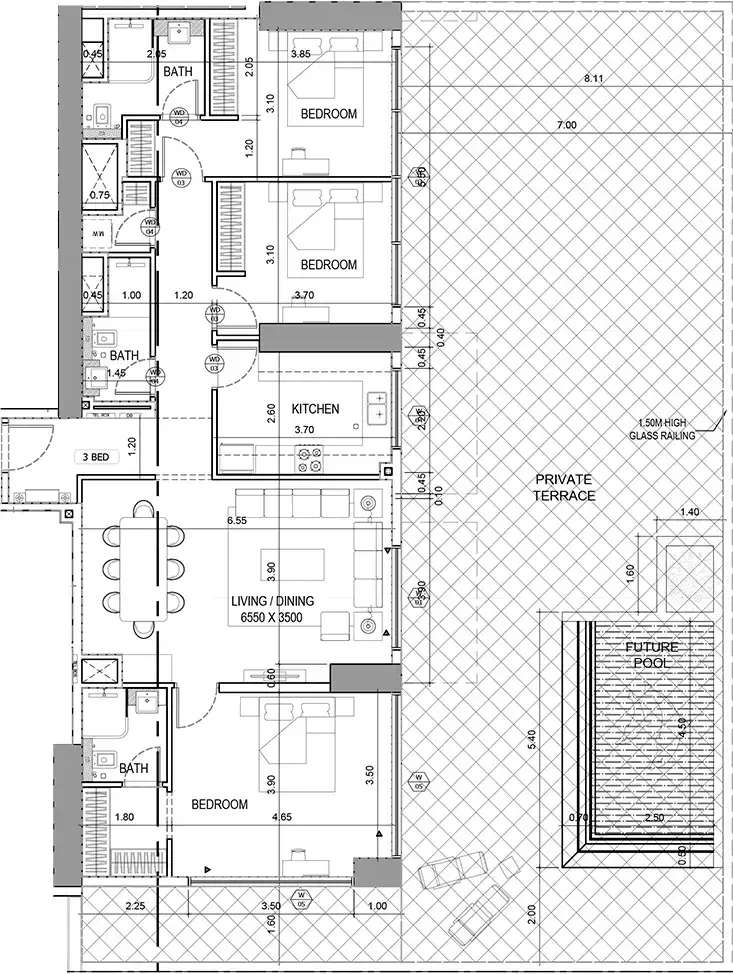 Планировка — 3-спальная, 278 м²