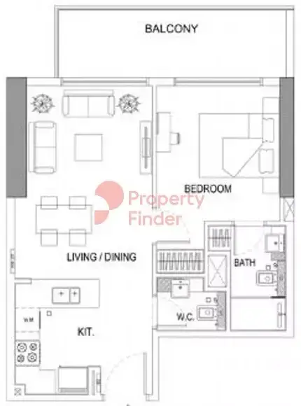 Планировка — 1-спальная, 48 м²