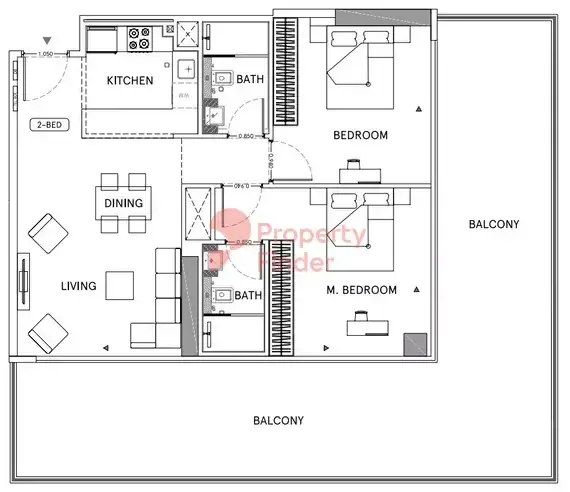 Планировка — 2-спальная, 94 м²