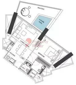 Планировка — 1-спальная, 74 м²