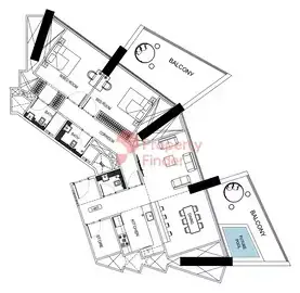Планировка — 2-спальная, 159 м²