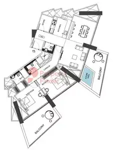 Планировка — 2-спальная, 159 м²