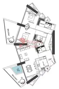 Планировка — 2-спальная, 171 м²