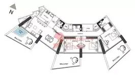 Планировка — 3-спальная, 197 м²
