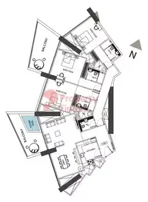 Планировка — 3-спальная, 199 м²