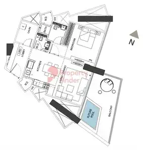 Планировка — 1-спальная, 85 м²