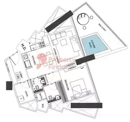 Планировка — 1-спальная, 85 м²