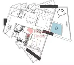 Планировка — 1-спальная, 85 м²