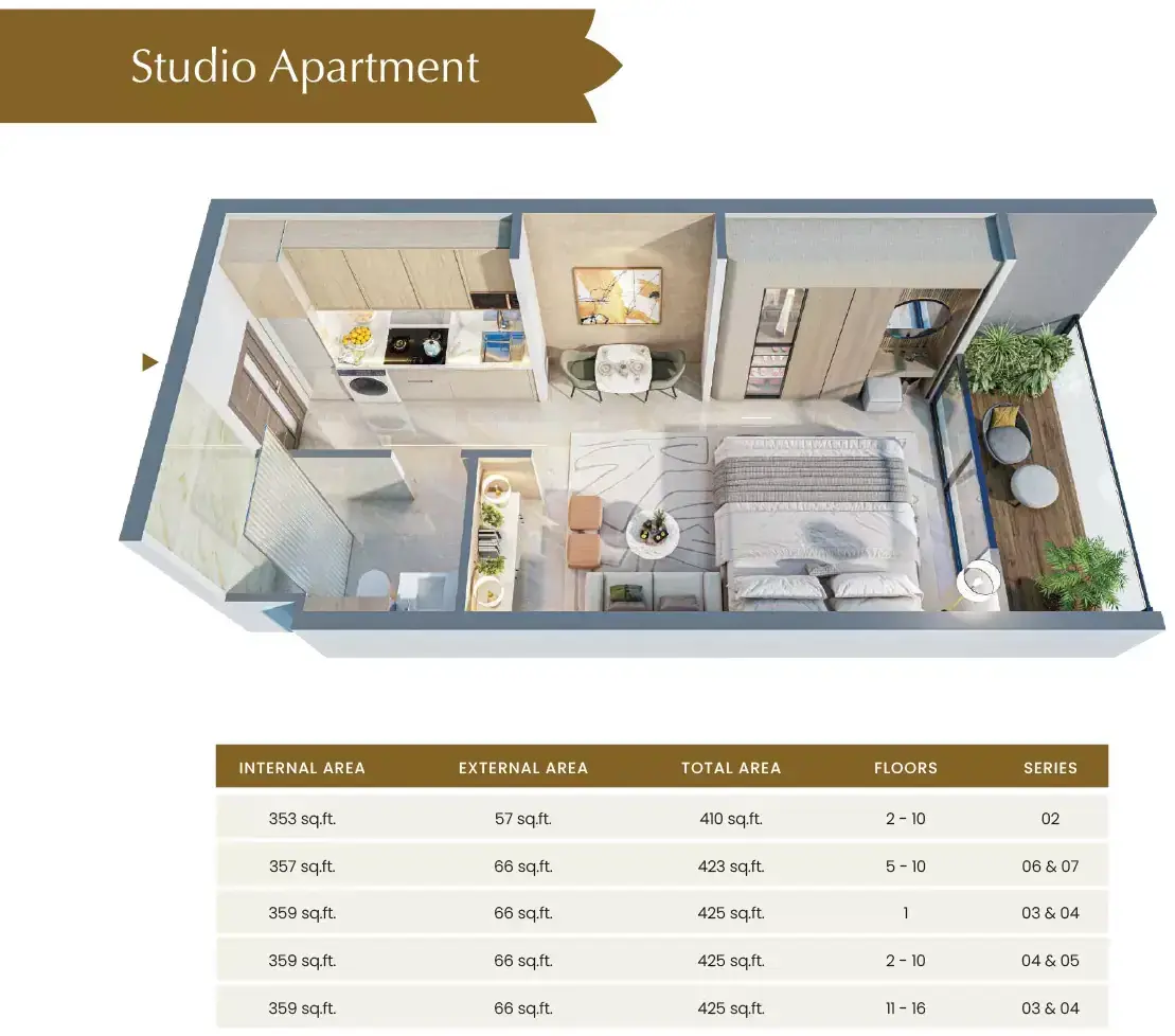 Планировка — Студия, 38 м²