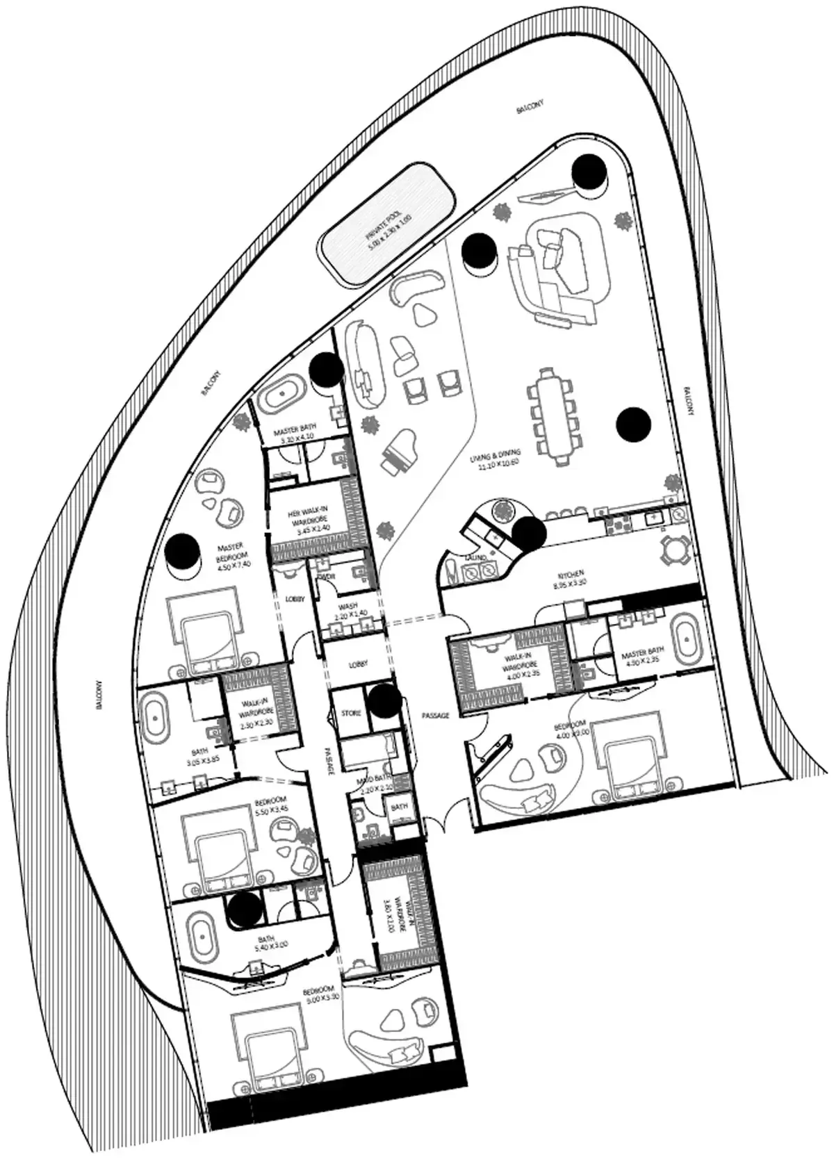 Планировка — квартира, 610 м²