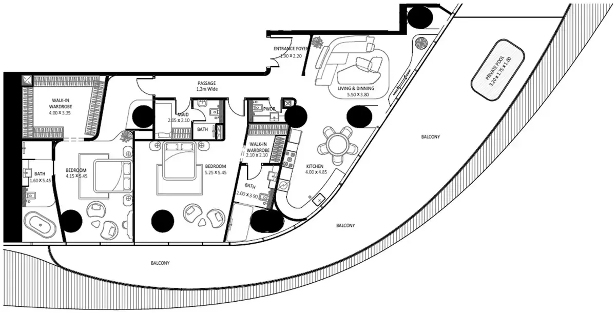 Планировка — 2-спальная, 289 м²