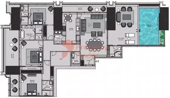 Планировка — 3-спальная, 306 м²