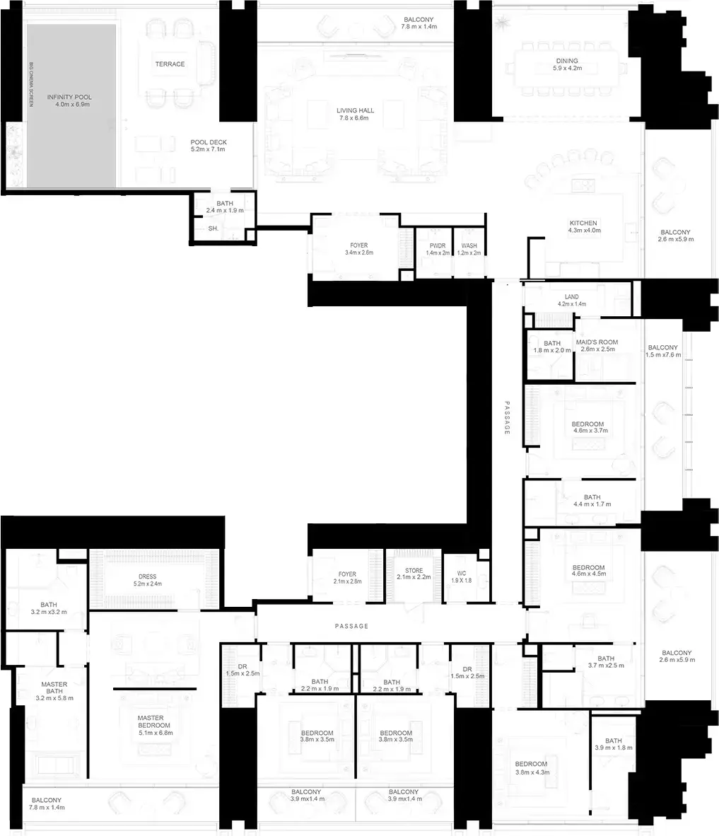 Планировка — квартира, 642 м²