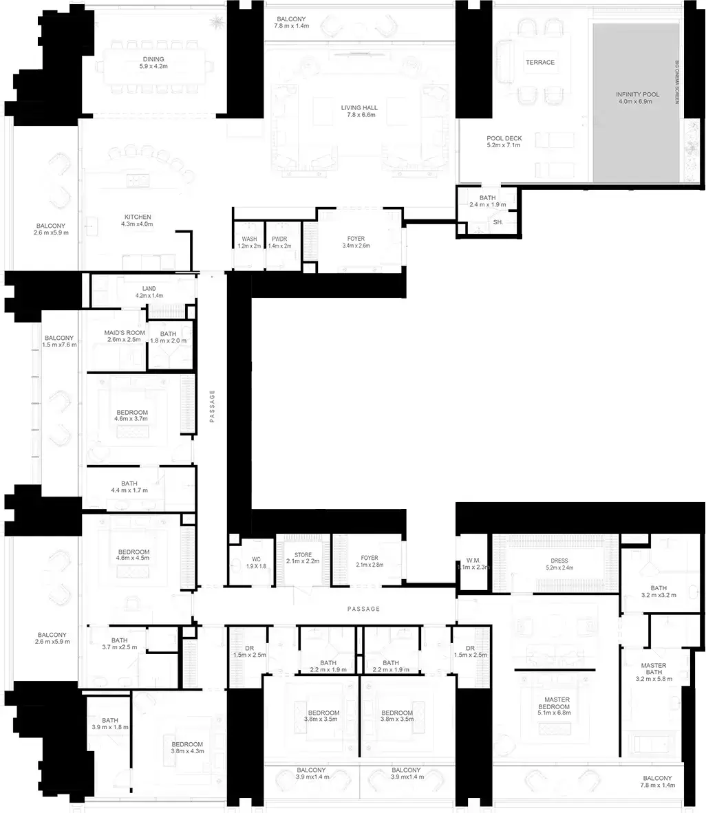 Планировка — квартира, 641 м²