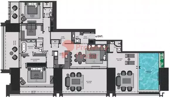 Планировка — 2-спальная, 310 м²