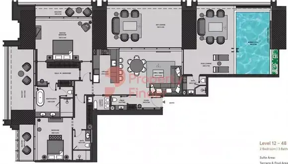 Планировка — 2-спальная, 310 м²