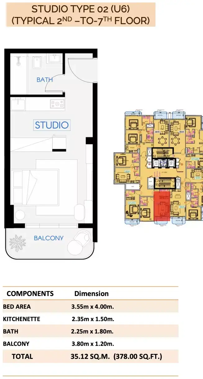 Планировка — Студия, 35 м²