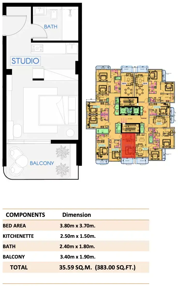Планировка — Студия, 36 м²