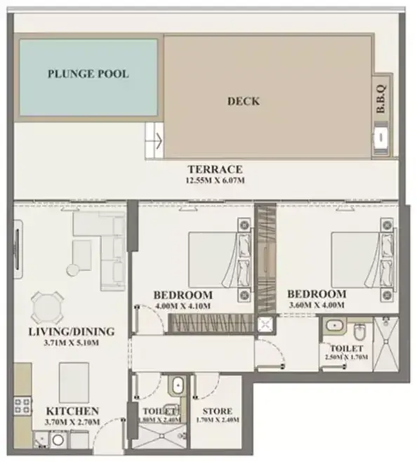 Планировка — 2-спальная, 161 м²